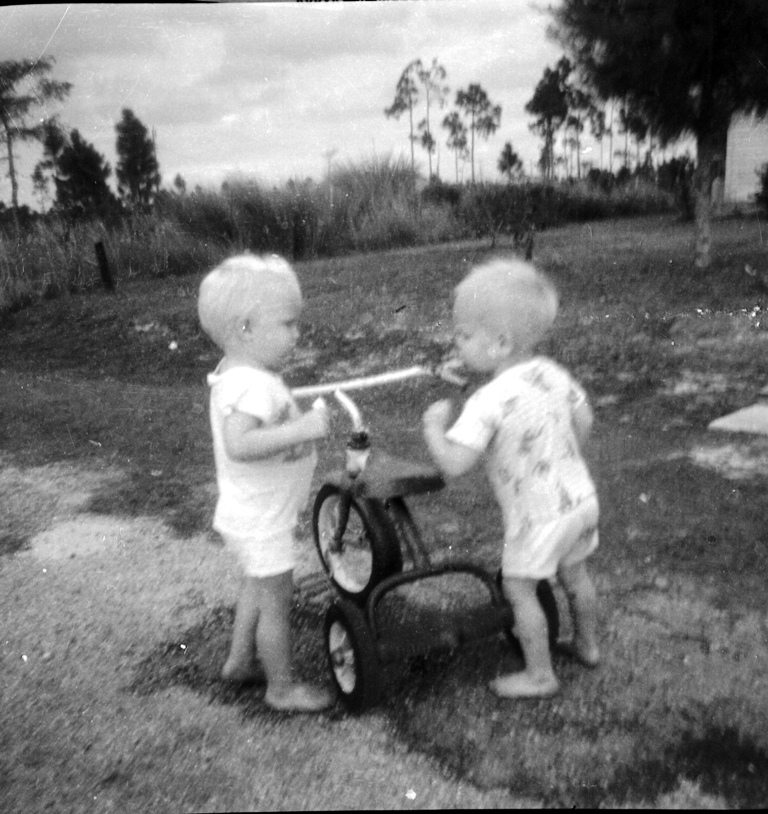 Tony Costella Kirkland and Lawrence Brown, Jr. Naples, Florida 1962. Note the tree damage, which is from Hurricane Donna. 